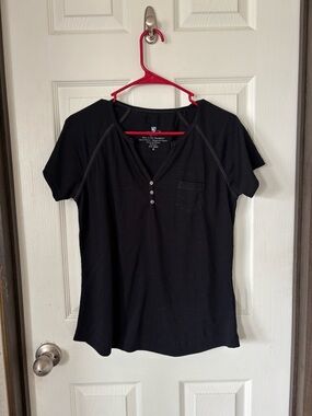 Kuhl Black Short-Sleeve Henley with Chest Pocket